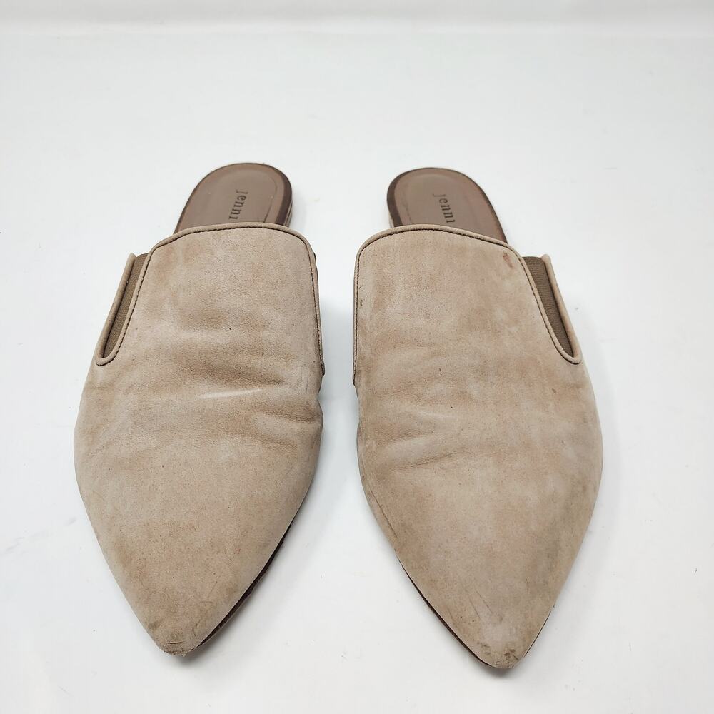 Jenny Kayne Beige Suede Mule Slides Pointy Toe Size 8 - FAIR - Picture 2 of 8